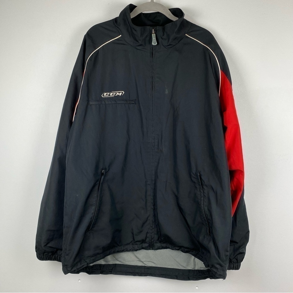CCM Red and Black Mesh Lined Vented Windbreaker, Size Large